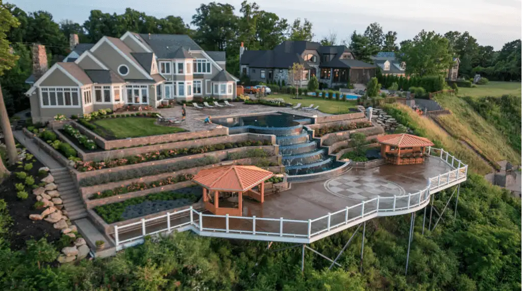 Luxury custom deck with fire feature in Marblehead, OH